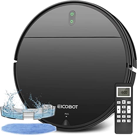 EICOBOT Robot Vacuum Cleaner,2 in 1 Robot Vacuum and Mop Combo,2000Pa Suction Power,110 Mins Runtime,Self-Charging,Slim and Quiet Robot Vacuum for Hard Floors,Low Carpet,Hair,Black