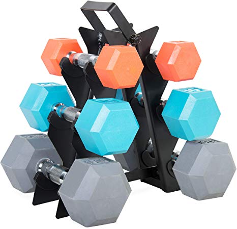 WF Athletic Supply Dumbbell Set with Storage Rack