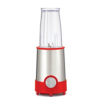 BELLA Personal Size Rocket Blender, 12 piece set, color stainless steel and red