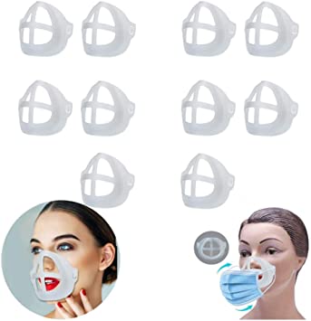 3D Bracket for Face Cover Inner Support Frame, Lipstick Protection Clear Comfortable Reusable Washable Holder (10 Pack)