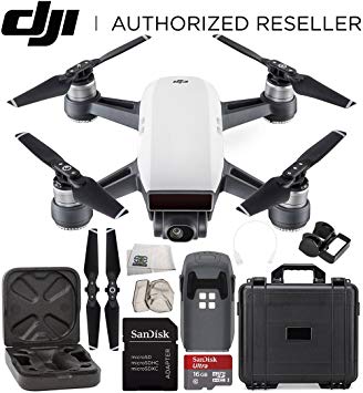 DJI Spark Portable Mini Drone Quadcopter Water Proof Hard Case Starter Bundle (Alpine White)