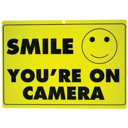 1 X New SMILE YOU'RE ON CAMERA Yellow Business Security Sign CCTV Video Surveillance - ONE SIGN