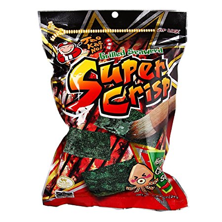 Tao Kae Noi - Super Crisp Grilled SEAWEED with HOT CHILLI SQUID - 6 x 0.84 oz / 24 g - Product of Thailand