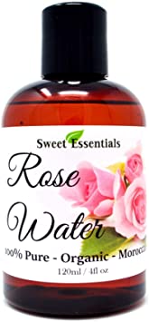 Premium Organic Moroccan Rose Water - 4oz - Imported From Morocco - 100% Pure (Food Grade) No Oils or Alcohol - Rich in Vitamin A & C. Perfect for Reviving Hydrating & Rejuvenating Your Face & Neck