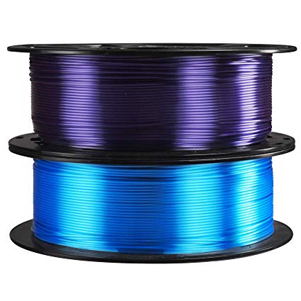 2 in 1 Silk Shiny Sapphire Blue Violet Purple PLA 3D Printer Filament Bundle, 1.75mm 3D Printing Material 1Kg Each Spool Total 2Kg in One Box with Extra Gift 10pcs Needles 3D Print Tool by TTYT3D