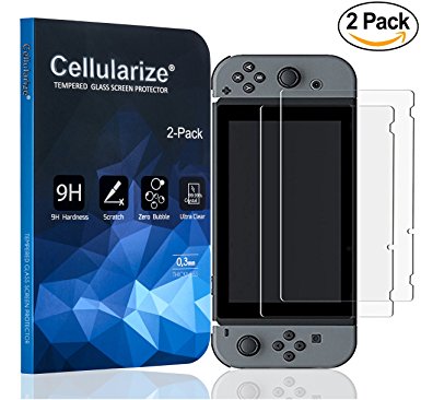 Nintendo Switch Screen Protector [2-Pack], Cellularize Nintendo Switch Tempered Glass Screen Protector for Nintendo Switch [ANTI-SCRATCH] [BUBBLE-FREE] [ULTRA-CLEAR] (2017)