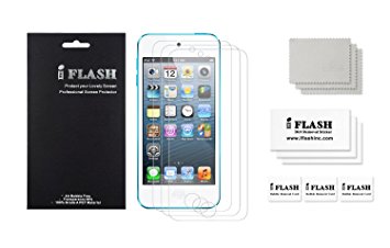 iFlash Bubble Free Screen Protector: Crystal Clear edition - For Apple iPod Touch 5th Generation - (3Pack) Retail Packaging