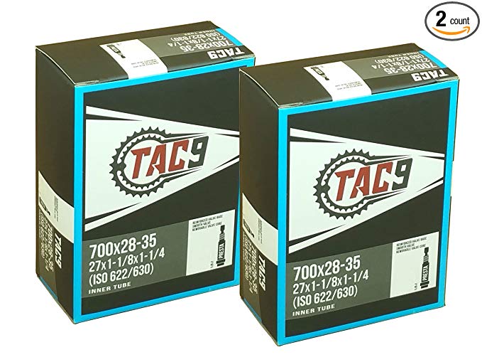 TAC 9 Tube, 700c x 28-35, (27x1-1/8-27x1-1/4) Presta Valve, 32, 48 or 60mm Valve Length. (ISO/ETRTO 622 & 630) Select Valve Length Size and 1 Pack or 2 Pack Bicycle Products!