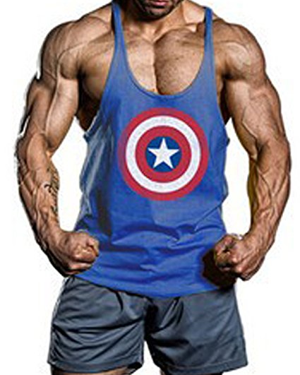 Moge America Captain Fitness Sweat Muscles Vest Cotton Loose Gym Vest Y-back Bod