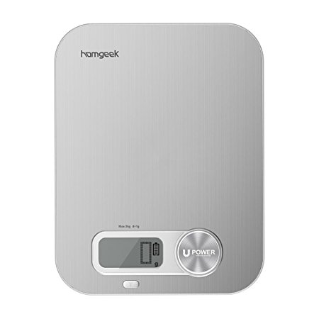 Homgeek Digital Kitchen Scale,Electronic Cooking Food Scale with High Precision and Large LCD Display,Division of 0.05oz/1g/ml,Tare Function,Battery-free,Scales Size as ipad Pro