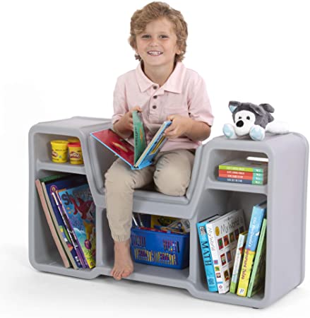 Simplay3 Cozy Cubby Reading Nook Bookshelf with Built-in Seat for Children Ages 2-6