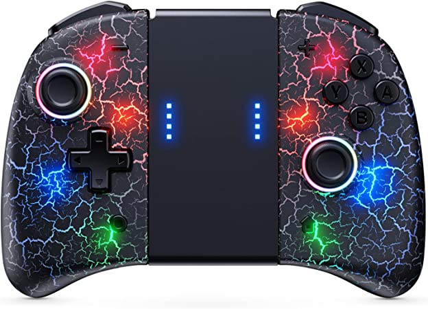 NexiGo Wireless Joypad Controller for Nintendo Switch/Switch OLED, Joy Con Controllers with Vibration, Turbo, Mapping and LED Light (Lightstormre)