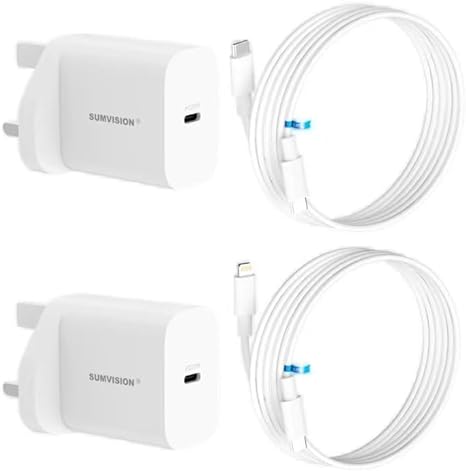 USB C Plug SUMVISION 20W Samsung Charger iPhone Charger for Apple Android Fast Charging Portable Universal Wall Charger Power Adapter 2Pack with 6ft Lightning USB-C Cable UK TECH SUPPORT