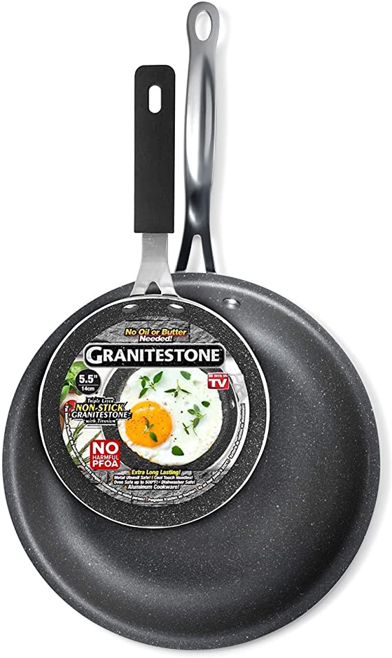 GRANITESTONE 10" Frying Pan Skillet with 5.5” Eggpan, Non-stick, No-warp, Mineral-enforced, PFOA-Free, Dishwasher-safe As Seen On TV