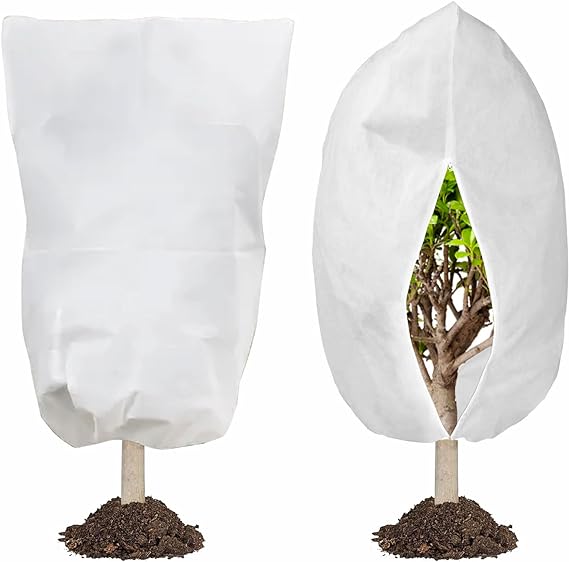 Fetanten Plant Covers Freeze Protection, 47''×70'' 2.1oz/yd² Thicken Frost Cloth Frost Blankets with Drawstring Reusable for Outdoor Plants Fruit Trees Potted in Winter Cold Weather (2 PCS)