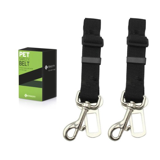 2-Pack Pet Car Seat Belt Nylon Material 16-26in Adjustable