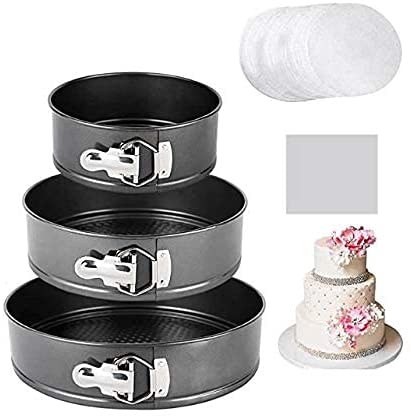 Cake Tins Set, Cake Pan 3 Pieces 7"/9.5"/11" Non-Stick Leakproof Round Springform Cake Tin with Removable Bottom