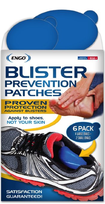 ENGO Oval Blister Prevention Patches (6 Pack). For Runners, Foot Pain, High Heels, Tennis Shoes, Athletes
