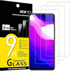 NEW'C 3 Piezas, Protector Pantalla para Xiaomi Mi 10 Lite, Cristal templado Antiarañazos, Antihuellas, Sin Burbujas, Dureza 9H, 0.33 mm Ultra Transparente, Ultra Resistente