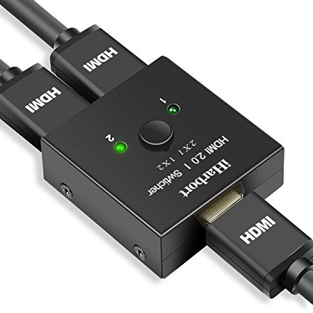 HDMI Switch, iHarbort 2 Port HDMI 2.0 Switcher / Splitter Adapter Bi-directional 2 In 1 Out or Switch 1 In 2 Out Supports 3D and 1080P for HDTV /4K Ultra HD /Blu-Ray player / DVD / DVR / X box, etc