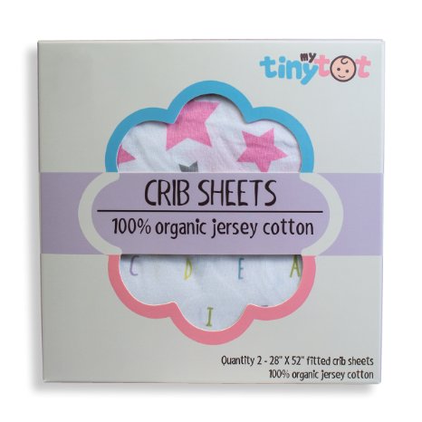 Crib Sheets 2-Pack - Made from Extremely Soft Organic Jersey Cotton, Fits All Standard Crib Mattresses, Most Comfortable Crib Sheets on the Market, Perfect for Baby Registry or Baby Showers