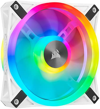 Corsair iCUE QL120 RGB, 120 mm RGB LED PWM Fan (34 Individually Addressable RGB LEDs, Speeds Up to 1,500 RPM, Low-Noise) Single Pack - White