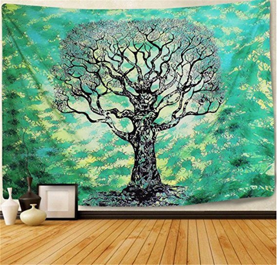 Tree Tapestry Wall Tapestry Wall Hanging Indian Tree of Life Hippie Tapestry Mandala Tapestry Bohemian Tapestry Indian Dorm Decor (51.2"×59.1", SG004)