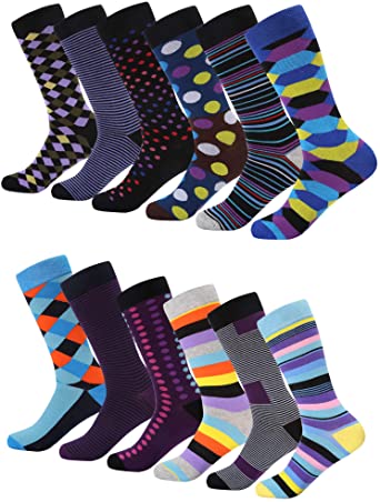Mio Marino Men's Dress Socks - Colorful Funky Socks for Men - 12 Pack