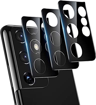 Arshek 3 Pack Camera Lens Protector for Samsung Galaxy S21 Ultra 5G Tempered-Glass Camera Lens Cover, [Case Friendly] [Military Protective] [HD Clear] [Anti-Scratch], Black