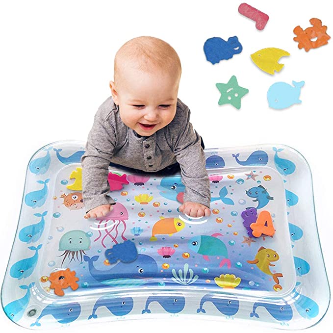 Tummy Time Baby Water Play Mat Inflatable Toy Mat for Infant & Toddlers Activity Center for 3 6 9 Months Newborn Boy Girl BPA Free (26''x 20'')
