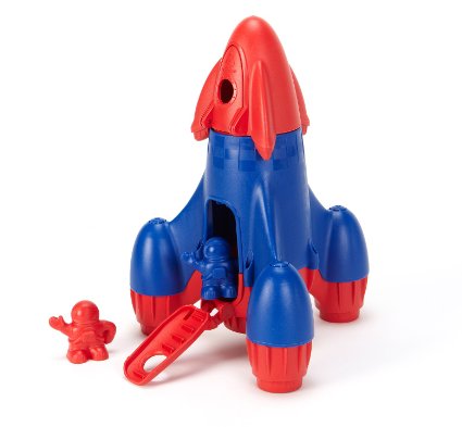 Green Toys Rocket with 2 Astronauts Toy Vehicle Playset, Red/Blue