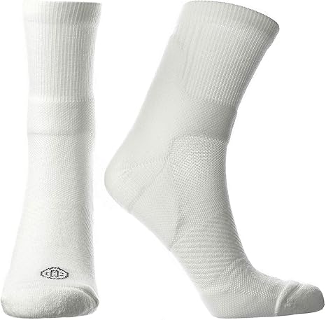 Doctor's Choice Compression Low Calf Crew Socks, Plantar Fasciitis, Achilles Tendonitis & Arch Support for Men & Women, 1 Pair, White/Large