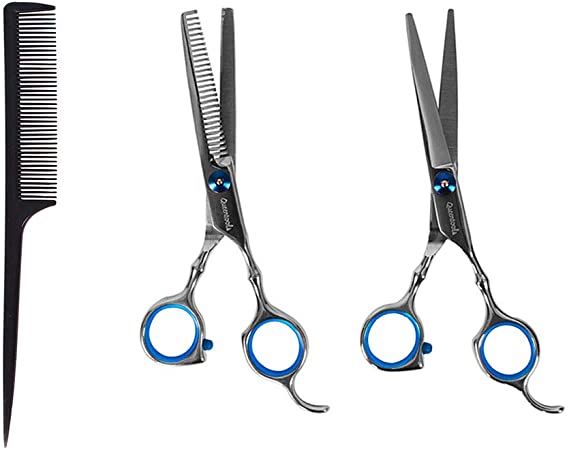 Professional Hair Cutting Scissors Barber Shears Set Hair Thinning Kit with Black Storage Case