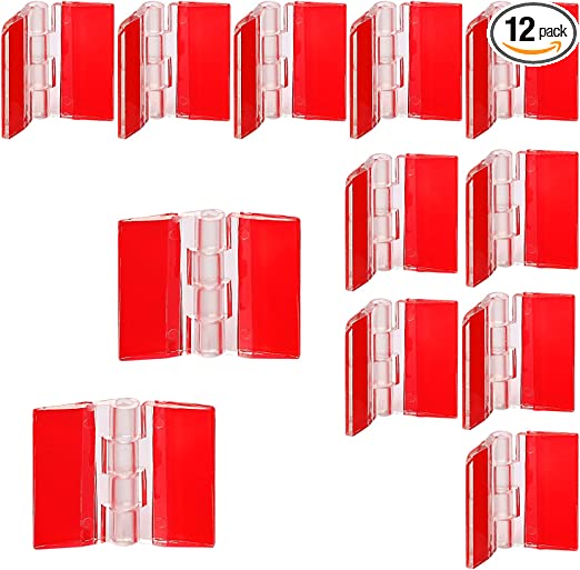 12 Pcs Acrylic Hinge Clear Acrylic Mini Hinge Transparent Plastic Hinges Continuous Piano Hinge Self-Adhesive Folding Hinge Tools for Cabinet Drawer Furniture DIY Display Stand 30x35 mm