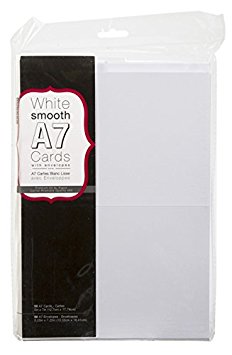 Darice A7 Cards and Envelopes, 5 by 7-Inch, White, 50-Pack