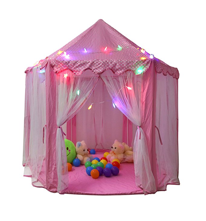TIENO Children Indoor Play Tent Princess Castle Playhouse for Kids with Star Light