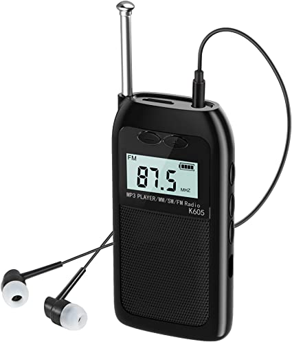 Pocket Radio FM AM Portable Radio USB Charging Radio with SD Card Slot (with Earphone)