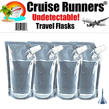 CRUISE RUNNERS Brand Ship Kit Flask Sneak Alcohol Runner Rum Liquor Smuggle Booze (4x32 oz.   Travel Funnel)