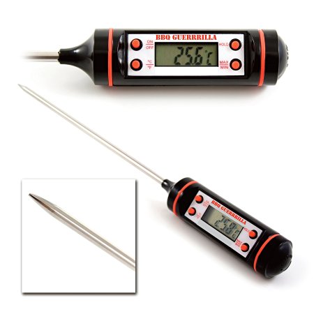 BBQ Guerrilla Digital Cooking Thermometer with Stainless Steel Probe. Lithium Battery.