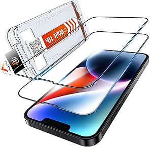 LK 2 Pack for iPhone 13/iPhone 13 Pro/iPhone 14 Screen Protector, [Instant Installation] [Automatic Dust Removal] Tempered Glass Screen Protector, Military Grade Shatterproof, No Bubbles No Dust