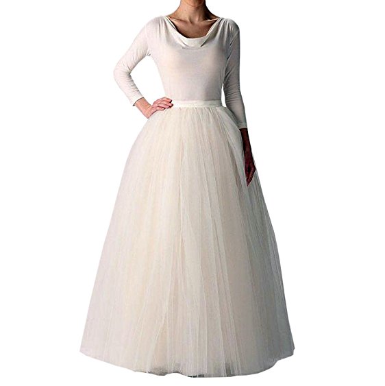 Wedding Planning WDPL Women's Long Tutu Tulle Skirt A Line Floor Length Skirts