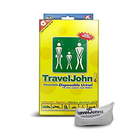 TRAVELJOHN 66911 Disposable Urinal Pouch (6 PACK)