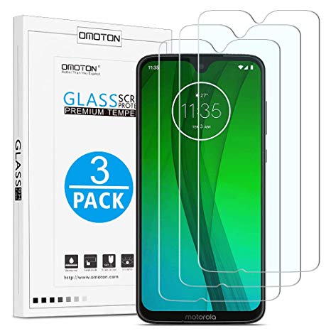 Moto G7 Screen Protector, OMOTON Tempered Glass Screen Protector Compatible with Motorola Moto G7/ Moto G7 Plus 6.2" [3 Pack]