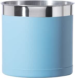 OGGI Stainless Steel Jumbo Utensil Holder - 7" Utensil Caddy, Weighted Base for Stability - Extra Large Utensil Crock and Countertop Utensil Organizer, Turquoise