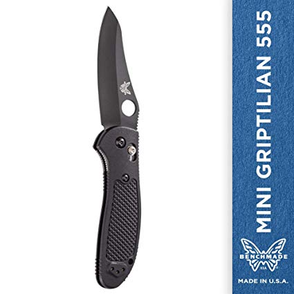 Benchmade - Mini Griptilian 555 Knife with CPM-S30V Steel, Sheepsfoot Blade, Plain Edge