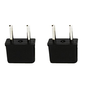 ANRANK U-EA1020902AK USA to Europe Asia Travel Plug Adapter (Black, 2-Pack)