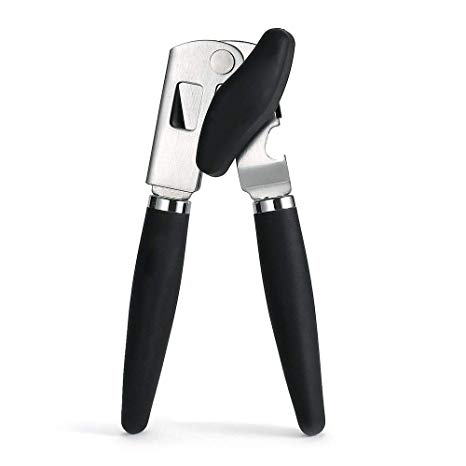 Manual Can Opener Food Grade Stainless Steel,Soft Hand Grip-Anti Slip Hand Grip& Easy Turn Knob with Heavy Duty Manual Bottle Opener,Safe and Efficient Opening