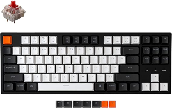 Keychron C1 RGB Hot-swappable Wired Mechanical Gaming Keyboard for Mac Layout, Tenkeyless 87 Keys Gateron Red Switch Double-Shot ABS Keycaps USB Type-C Cable Computer Keyboard for Windows PC Laptop