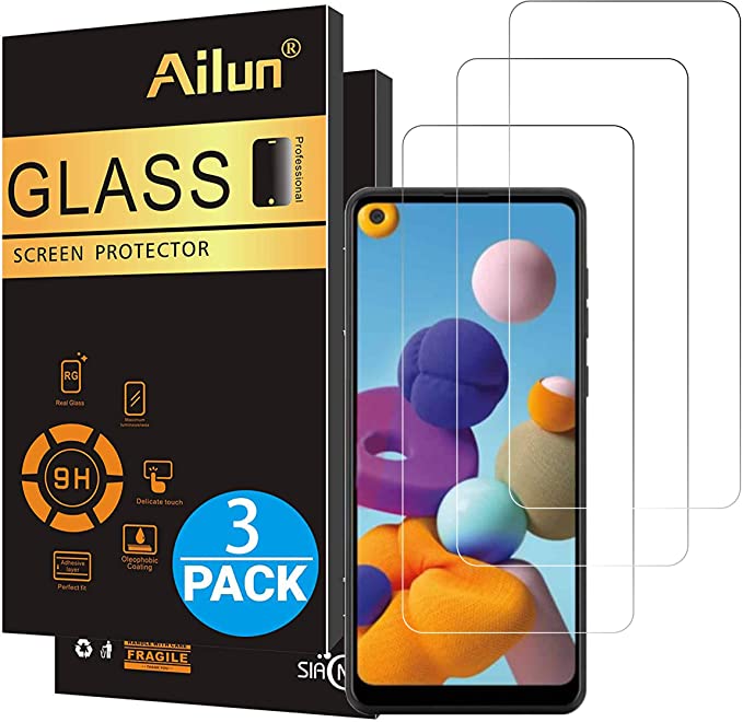 Ailun Screen Protector for Galaxy A21 3 Pack Tempered Glass Ultra Clear Anti-Scratch Case Friendly