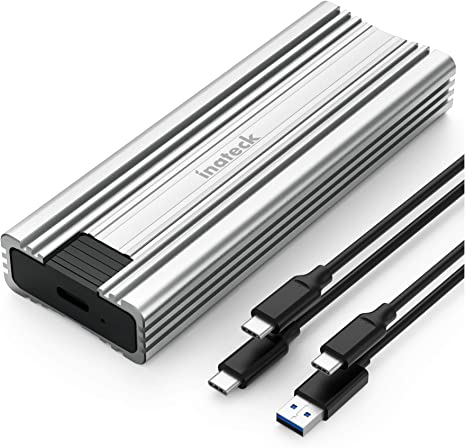 Inateck M.2 NVMe Enclosure, USB 3.2 Gen 2 with 10Gbps Transmission, M.2 SATA and NVMe SSD Supported (2242, 2260, 2280) with USB A to C and USB C to C Cable, Tool-Free, FE2025